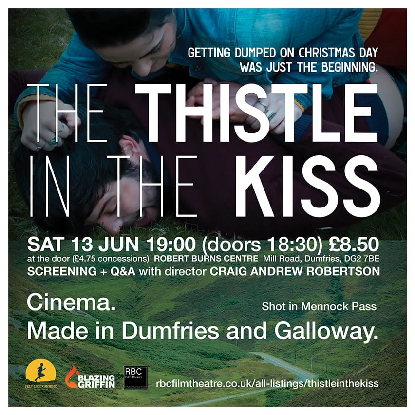🎬 Cinema. Made in Dumfries and Galloway. 🏴󠁧󠁢󠁳󠁣󠁴󠁿

Following a successful North American streaming release, we are thrilled to bring The Thistle in the Kiss home! Join us at the Robert Burns Centre Film Theatre for a special homecoming screening, followed by an exclusive live Q&A with director Craig Andrew Robertson.

Getting Dumped on Christmas Day was just the beginning.

Shot almost entirely in the stunning Mennock Pass, this sharp Scottish indie follows Declan after a disastrous holiday breakup. When his car breaks down on New Year’s Day, a rescue mission by his sister quickly turns into a roadside reckoning filled with family tensions and hidden secrets.

Come support homegrown filmmaking on the big screen!

📍 Location: Robert Burns Centre Film Theatre, Mill Road, Dumfries, DG2 7BE
🗓️ Date: Saturday, 13th June
⏰ Time: 19:00 (Doors open at 18:30)
🎟️ Tickets: £8.50 Full Price | £4.75 Concessions (Students, Young Scot, Unwaged/Benefits)
Book your tickets via the link in our bio or visit:
🔗 rbcfilmtheatre.co.uk/all-listings/thistleinthekiss
#TheThistleInTheKiss #ScottishCinema #DumfriesAndGalloway #IndieFilm #SupportLocalCinema
